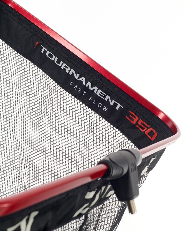 Живарник - DAIWA TOURNAMENT KEEPNET FAST FLOW MK II - 3.50 метра с черна мрежа и червен алуминиев ръб.