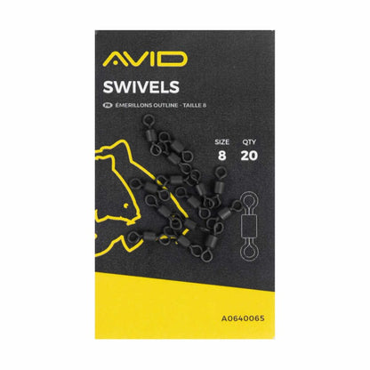 Ролкови вирбели -  AVID No 8 SWIVELS, матов черен цвят, 20 броя в опаковка.