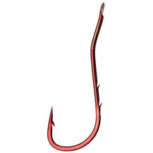 Вързани куки - DAIWA SAMURAI WORM HOOKS, червена рибарска кука с остри зъби и извита форма.