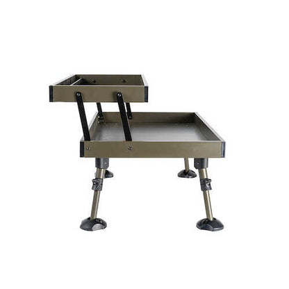 Двуетажна маса AVID Double Decker Bivvy Table with adjustable legs and compartments for convenient storage.