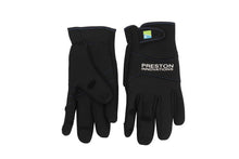 Неопренови ръкавици PRESTON Neoprene Gloves, черни, с велкро на китката и огъваща се част за пръстите.