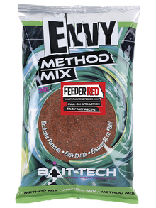 Захранка BAIT-TECH Envy Method Mix Feeder Red - 2kg packaging with branding and product details.