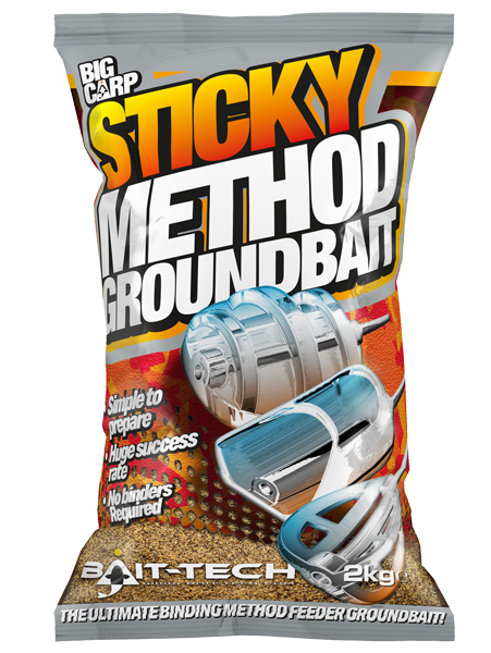 Захранка BAIT-TECH Sticky Method Groundbait - 2kg, идеална за метод фидер риболов с висока успеваемост.