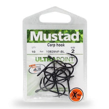 Куки Mustad BIG GUN® Hooks - 10 бр в опаковка - пакет с черни риболовни куки за ловене на риба.