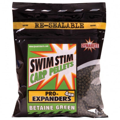 Пелети Dynamite Baits Pro Expanders - Betaine Green packaging with 4mm carp pellets.