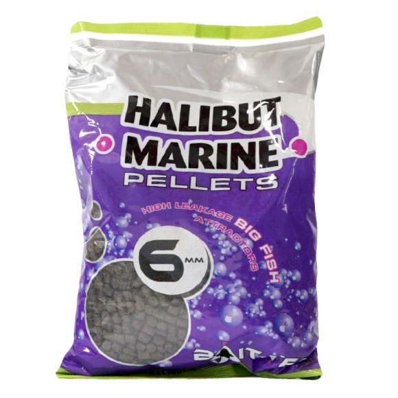 Пелети - BAIT TECH - HALIBUT MARINE PELLETS - 900g - опаковка с 6мм пелети за риболов.