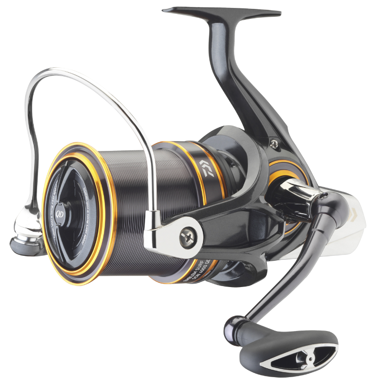 Макара DAIWA 23 EMBLEM SURF 45 SCW QD с иновационен дизайн за сърфкастинг риболов и голям капацитет на шпулата.