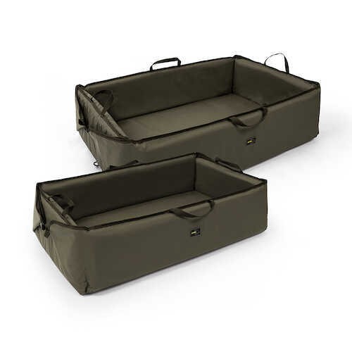 Карп люлка AVID Folda Cradle - Standard/XL in green fabric, featuring two sizes for fishing comfort.