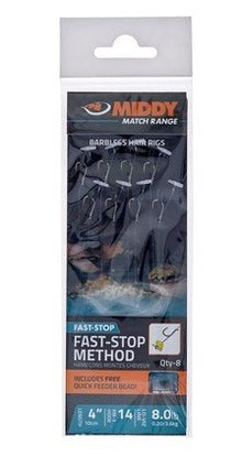 Вързани куки с бърз стопер MIDDY Fast-Stop Method Hair Rigs No 14 - 8 бр в пакет - комплект с риболовни куки