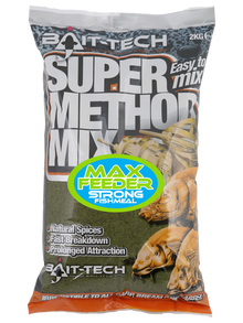 Захранка BAIT-TECH Super Method MAX FEEDER - 2kg in a bag showcasing its features and fish attraction benefits.
