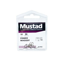 Куки Mustad Power Maggot - 10 бр в опаковка, опаковка с 10 химически заточени куки, идеални за риболов.