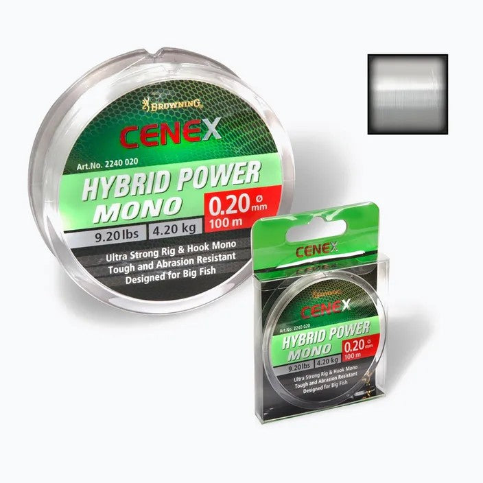 Монофилно влакно Browning Cenex Hybrid Power Mono - 100m, висококачествено влакно за риболов, устойчиво на абразия.