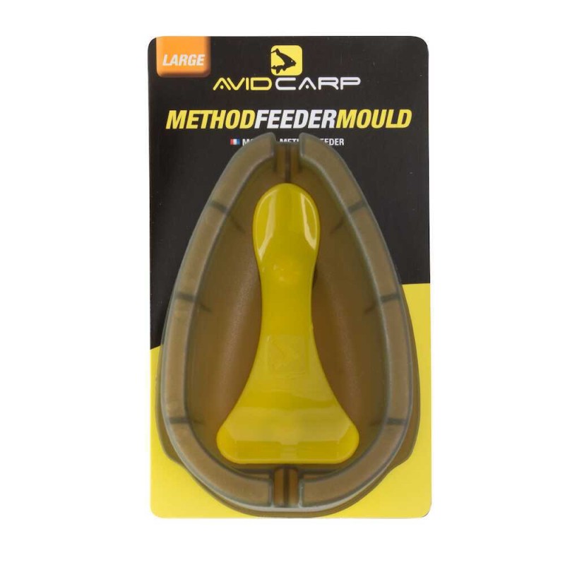 Форма за метод фидер AVID METHOD FEEDER MOULD - SMALL in packaging with yellow and brown design.