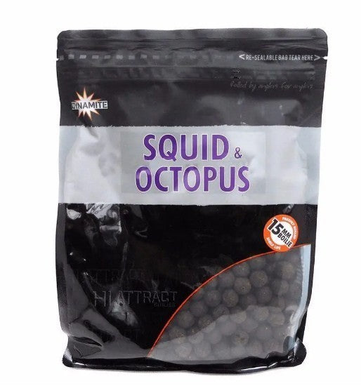 Протеинови топчета DYNAMITE BAITS Squid & Octopus 15mm - 1kg пакет с рибни топчета 15mm