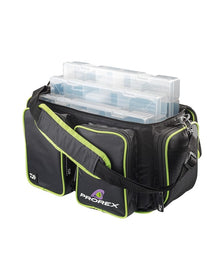 Чанта с кутии за примамки DAIWA PROREX TACKLE BOX BAG - M/L с големи пластмасови кутии и странични джобове.