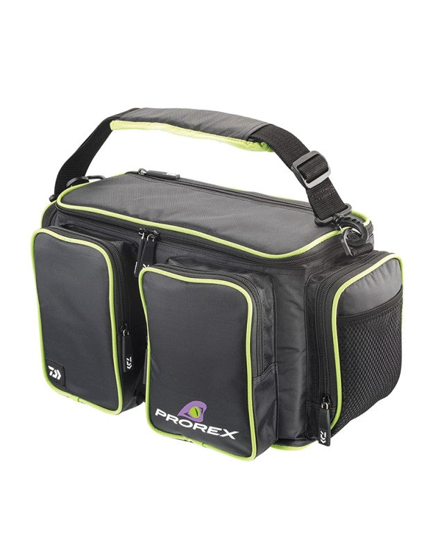 Чанта с кутии за примамки DAIWA PROREX TACKLE BOX BAG - M/L с външни джобове и удобна дръжка.