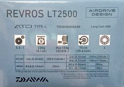 Макара с преден аванс DAIWA 23 REVROS LT технически спецификации и ключови характеристики