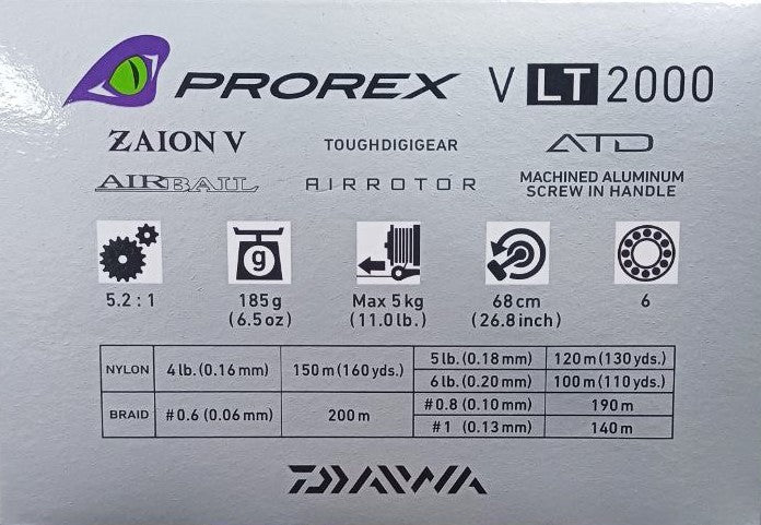 Макара с преден аванс - DAIWA '22 PROREX V LT спецификации и характеристики