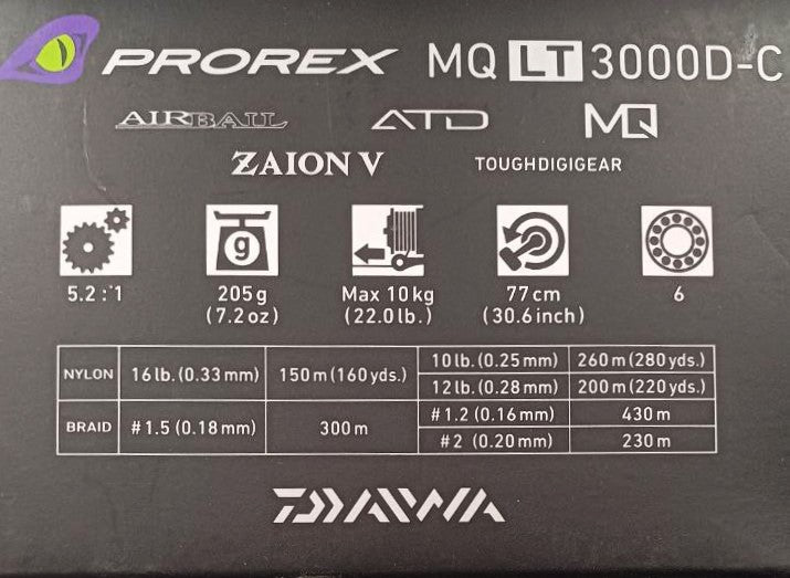 Макара с преден аванс - DAIWA '22 PROREX LT MQ технически спецификации и характеристики