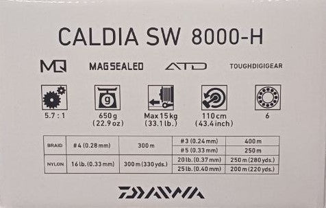 Макара за морски риболов Daiwa '23 CALDIA SW - технически характеристики и информация.