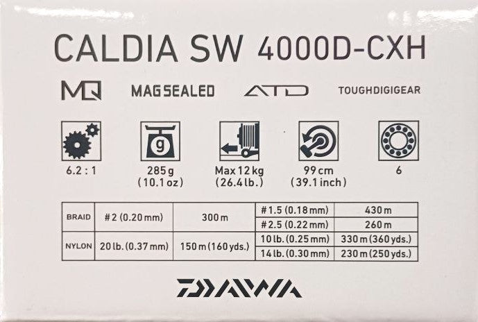 Макара за морски риболов Daiwa '23 CALDIA SW технически спецификации и характеристики