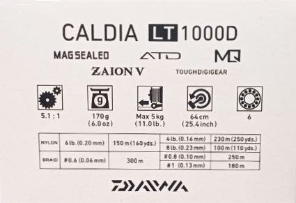 Макара Daiwa 22 CALDIA LT MQ (EU) спецификации и характеристики на опаковката.