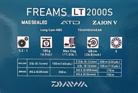 Спинингова макара - DAIWA 21 FREAMS LT спецификации, включващи Mag Sealed, ATD, Zaion V и Tough Digigear.