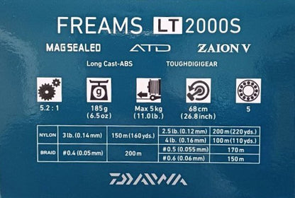 Спинингова макара - DAIWA 21 FREAMS LT спецификации, включващи Mag Sealed, ATD, Zaion V и Tough Digigear.