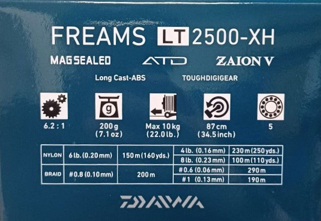 Спинингова макара - DAIWA 21 FREAMS LT характеристики: LT2500-XH, 200g, Max 10kg, 87cm, Tough Digigear.