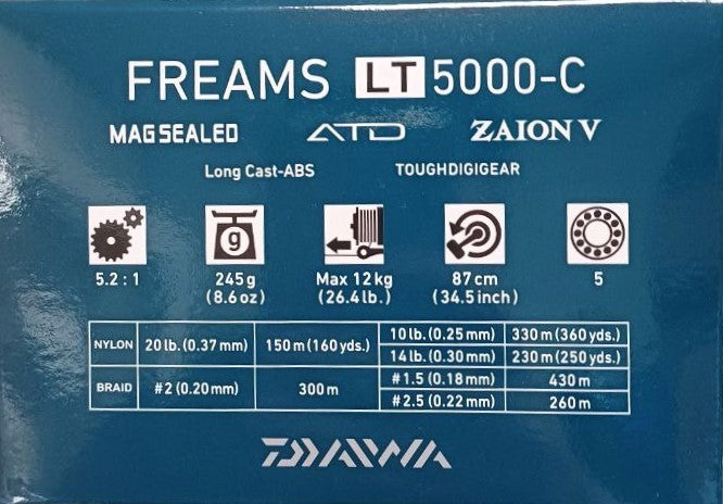 Спинингова макара - DAIWA 21 FREAMS LT характеристиките и спецификациите на модела FREAMS LT 5000-C.