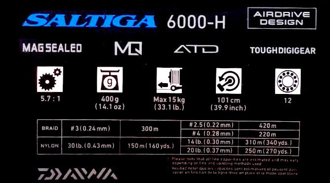 Топ модел макара DAIWA '23 SALTIGA G технически данни и характеристики.