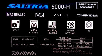 Топ модел макара DAIWA '23 SALTIGA G технически данни и характеристики.