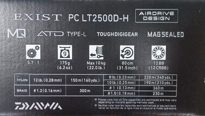Топ модел макара 22 DAIWA EXIST (G) LT MQ спецификации и характеристики на модела 2022 г.