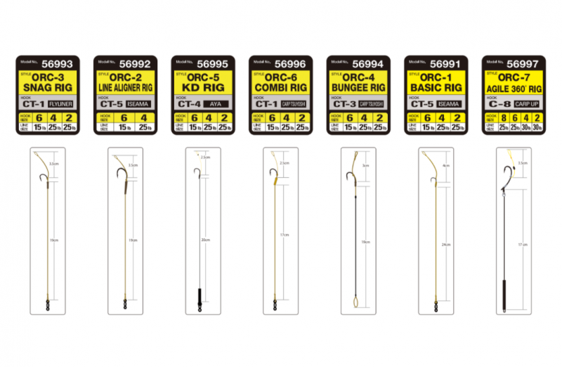 Шаранджийски куки с повод Owner LINE ALIGNER RIG - CT-5 и други риболовни монтажи на един изглед.