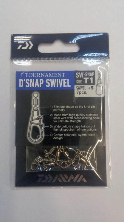 Вирбели с карабинка Daiwa Tournament D-SNAP SWIVEL SW - 7 бр в опаковка