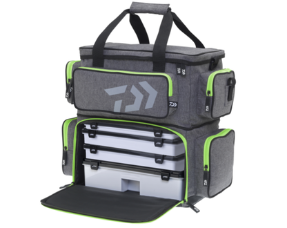 Чанта за примамки DAIWA PROREX D-BOX TACKLE BAG M/L с три D-кутии за риболовни принадлежности.