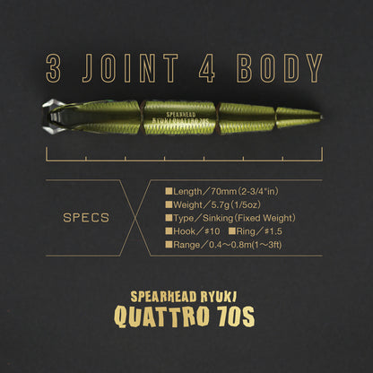 Воблер Duo SPEARHEAD RYUKI QUATTRO 90S - 9.0cm/14.0gr - Sinking specifications and features.