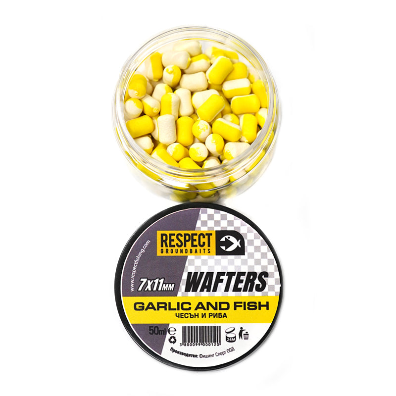 Балансирини дъмбели Respect Wafters - различни аромати, чесън и риба, 7x11mm в буркан.
