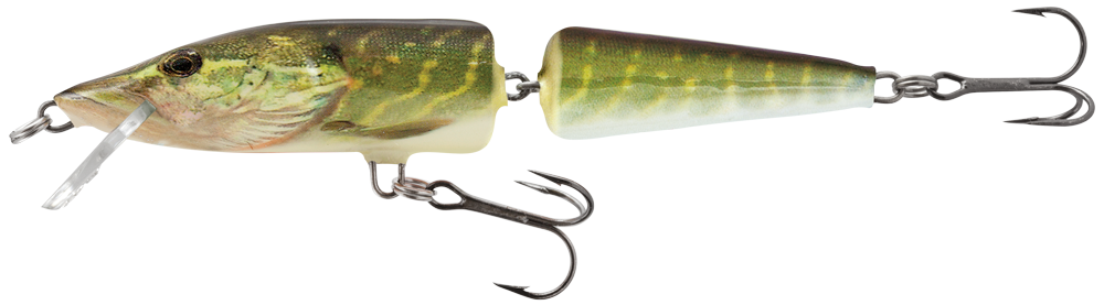 Воблер SALMO Pike Jointed Floating - 13cm/21gr in a detailed view, showcasing its unique design and features.