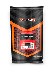 Пелети SONUBAITS Robin Red Feed - 2mm in a packaging showcasing their quality and notable red color.