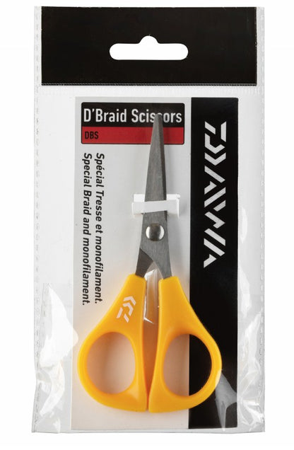 Ножица за плетено влакно DAIWA D'BRAID SCISSORS в опаковка, идеални за монофилни и плетени линии.