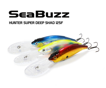 Воблер Sea Buzz Hunter Deep Shad SDR 125F - 49g/9-13m с ярки цветове, идеален за тролинг в сладки и солени води.