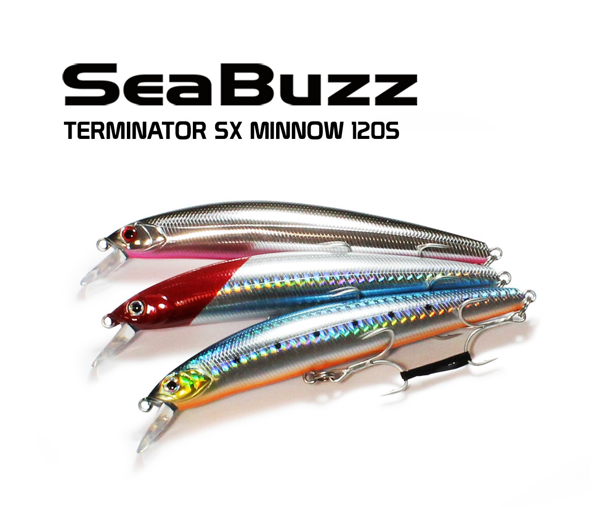 Воблер Sea Buzz - Terminator SX Minnow 120S - 12cm/21.5gr, три цвята, идеален за риболов с примамки.