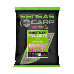 Пелети SENSAS Mini Sticky Pellets - 700gr/2mm, SWEET MAGIC, с висока атрактивност и лесно приготвяне.