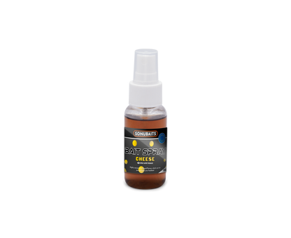 Течен ароматизатор SONUBAITS Bait Spray - 50ml с аромат на сирене, подходящ за усилване на стръвта.