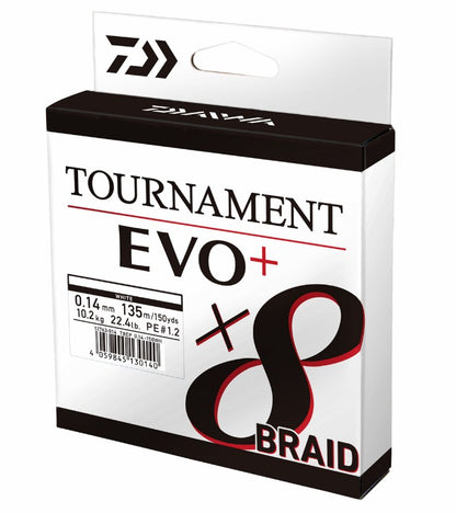 Плетено влакно Daiwa TOURNAMENT X8 BRAID EVO+ WHITE (Бял) - 135м
