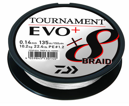 Плетено влакно Daiwa TOURNAMENT X8 BRAID EVO+ WHITE (Бял) - 135м