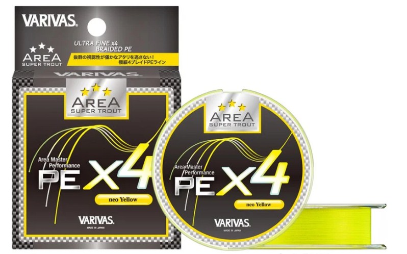 Плетено влакно VARIVAS AREA Super Trout PE x4 [Yellow] - 75m, 4-нишкова ултра тънка плетено влакно