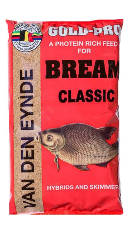 Захранка Van Den Eynde GOLD PRO BREAM - 1kg, прахообразна захранка с високо съдържание на протеин за риболов.