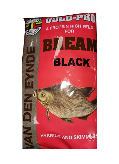 Захранка Van Den Eynde GOLD PRO BREAM - 1kg, черна смес за риболов с високо съдържание на протеини.